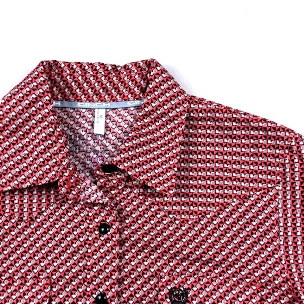 Cinch Womens Coral Geometric Western Button Down Long Sleeve Shirt Size M